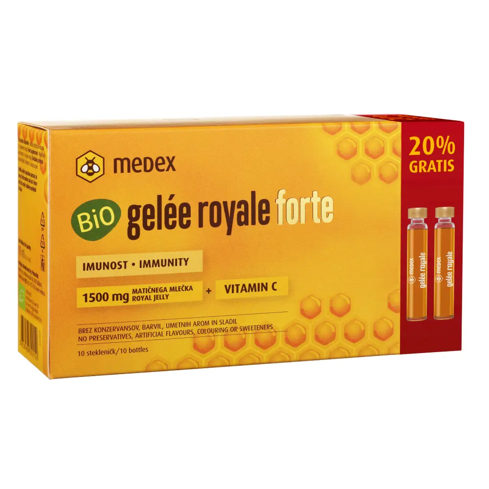Medex Bio Gelee Royale Forte, matični mleček iz ekološke pridelave - paket (12 x 9 ml)